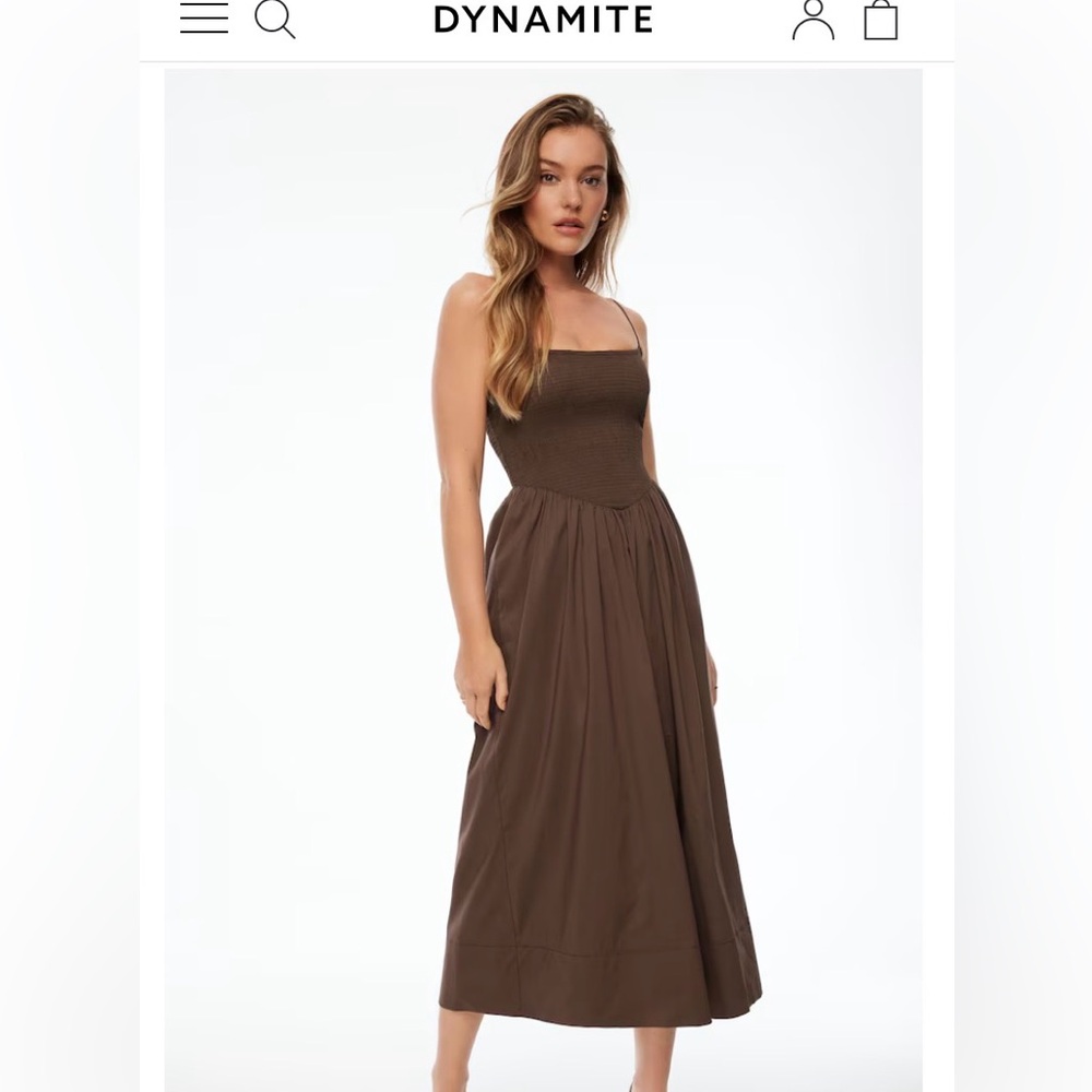 Dynamite Dress Smocked poplin Brown small